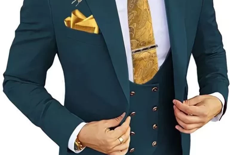 green and gold prom suit
